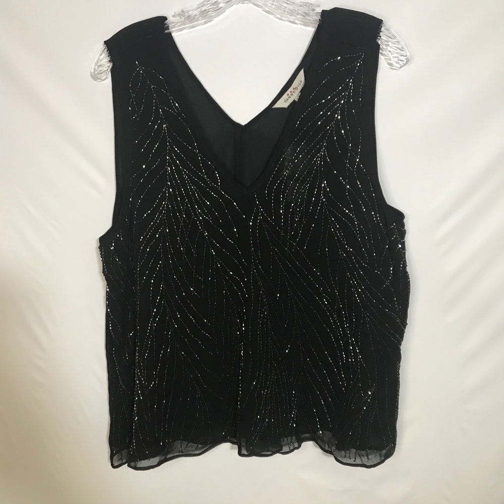 Anthro fanna Gill beaded sleeveless blouse